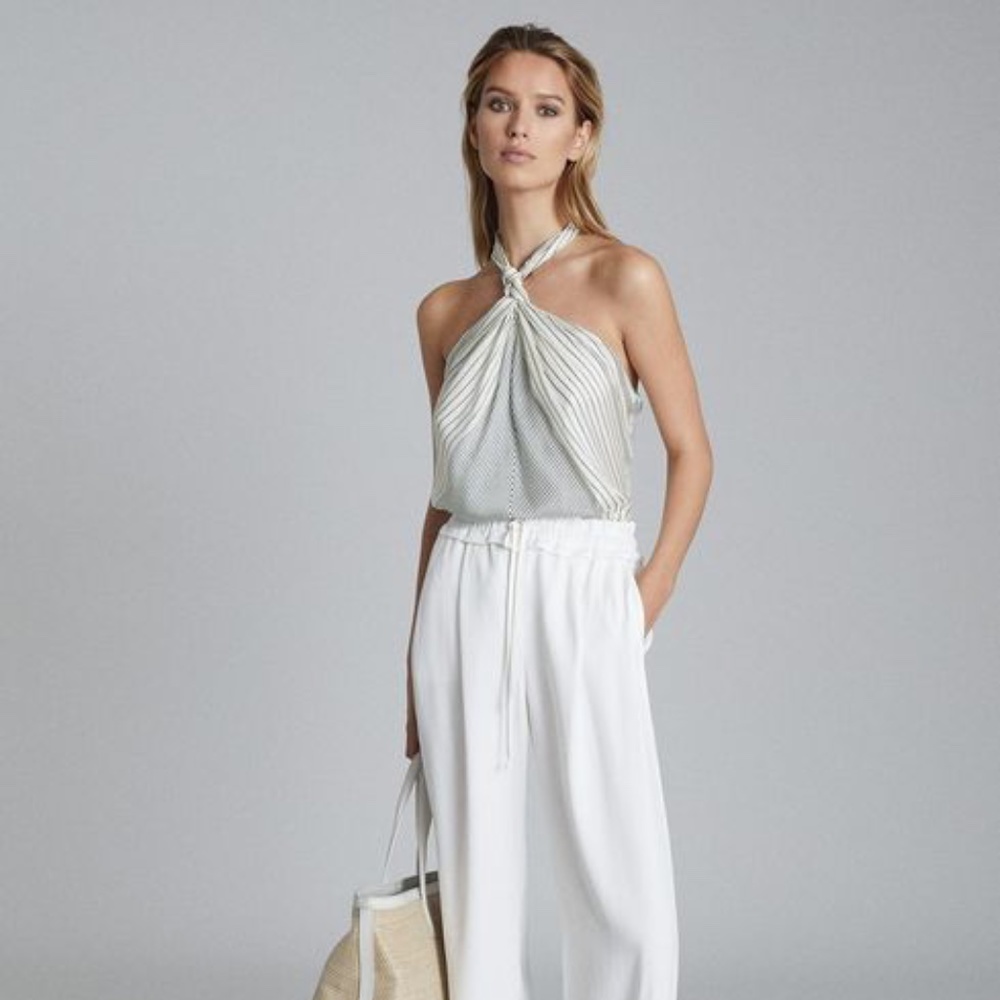 Reiss Brianna Striped Halter Neck Top US Size 2 UK Size 6